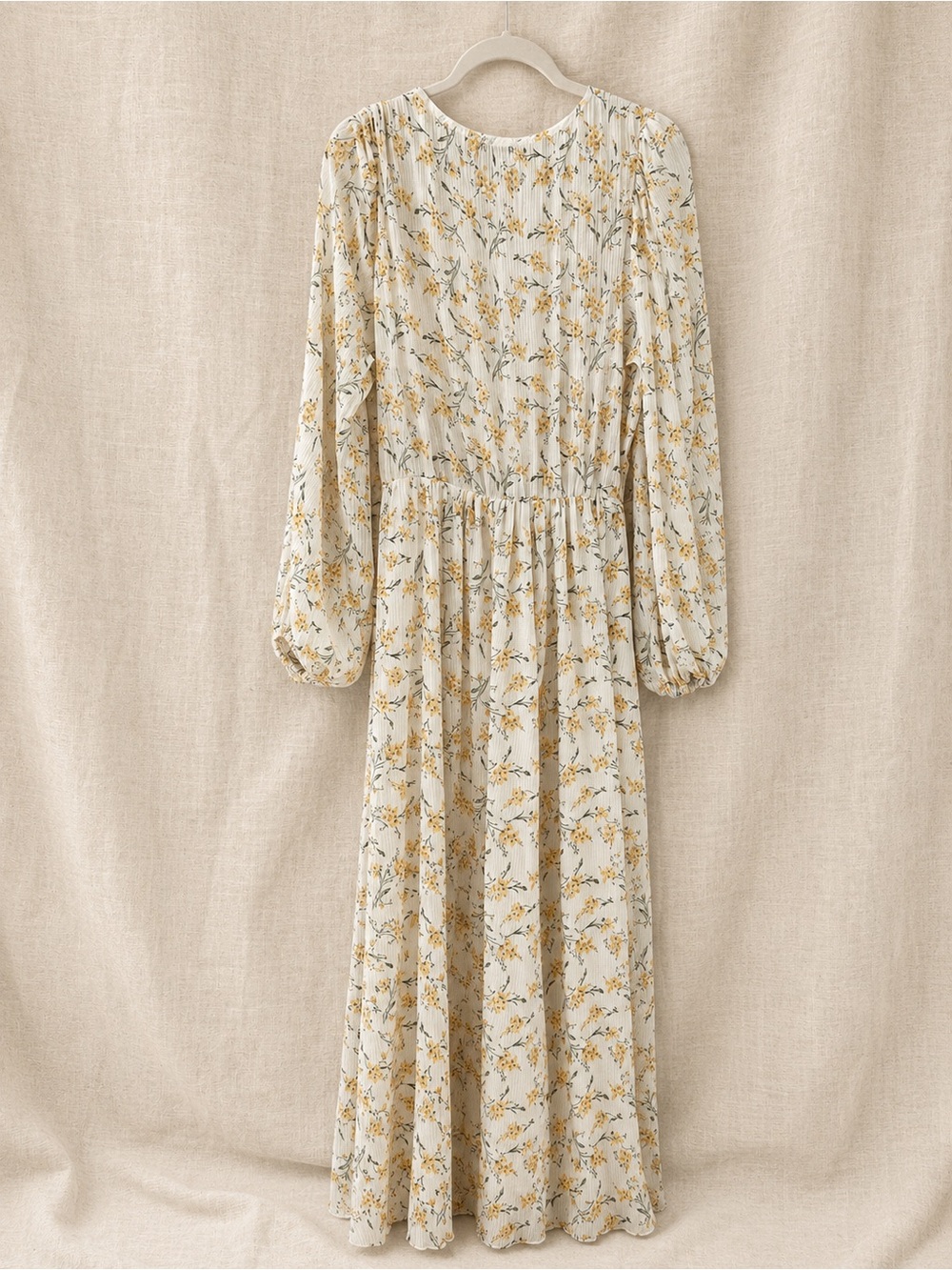 NA-KD Floral Wrap Maxi Dress in Cream and Mustard - Picture 2 of 8